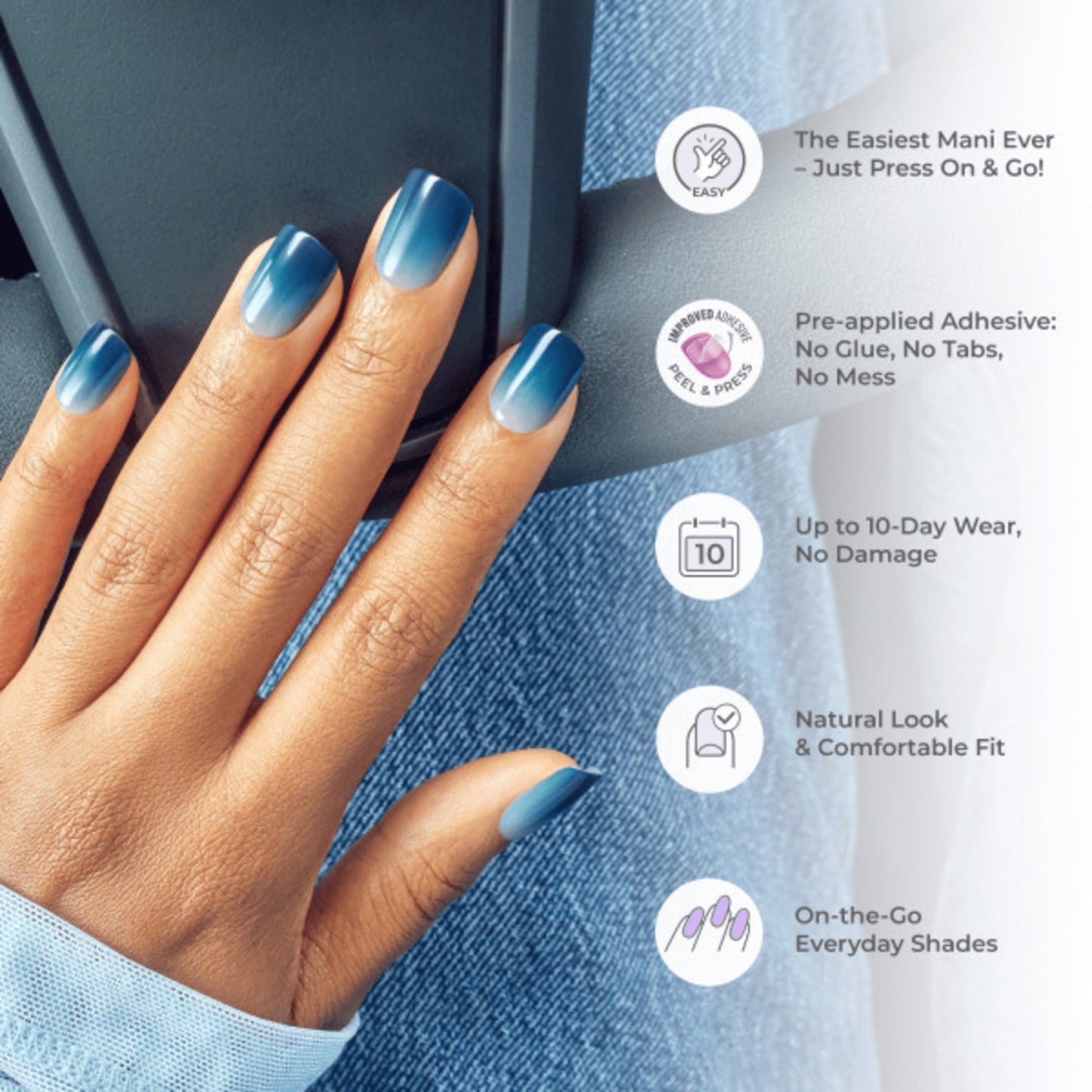 Impress Color No Glue Fake Press On Nails - Red Velvet | Solid, Red, Short, Squoval, Manicure