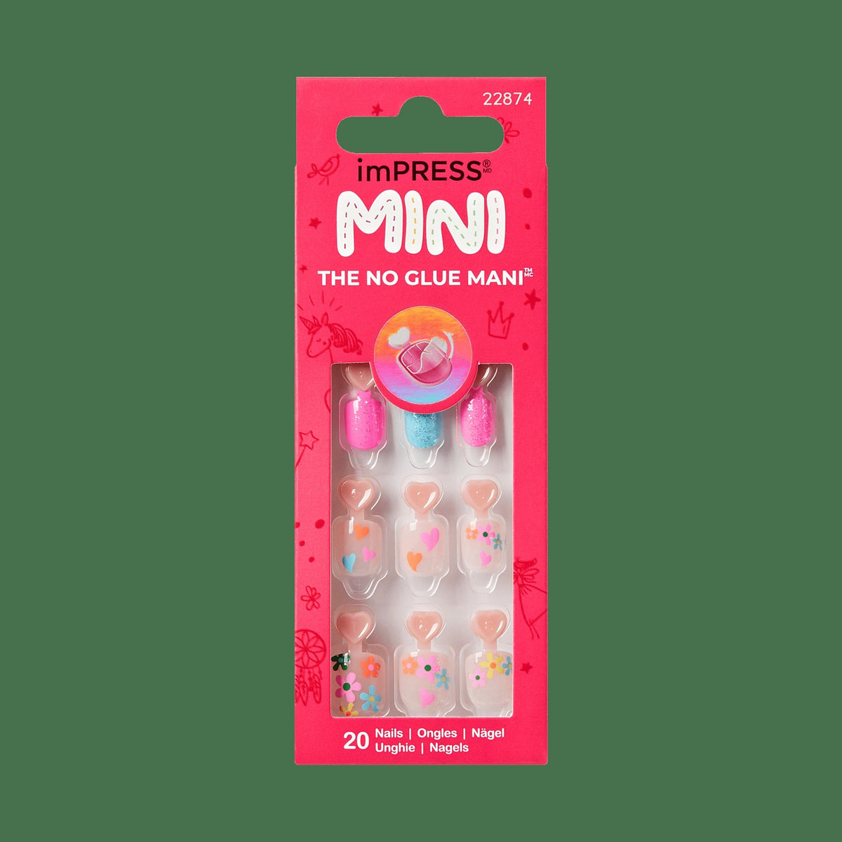 Impress Kids No Glue Fake Press On Nails - Hoppy Fun | Design, Multicolor, Kids, Squoval, Manicure