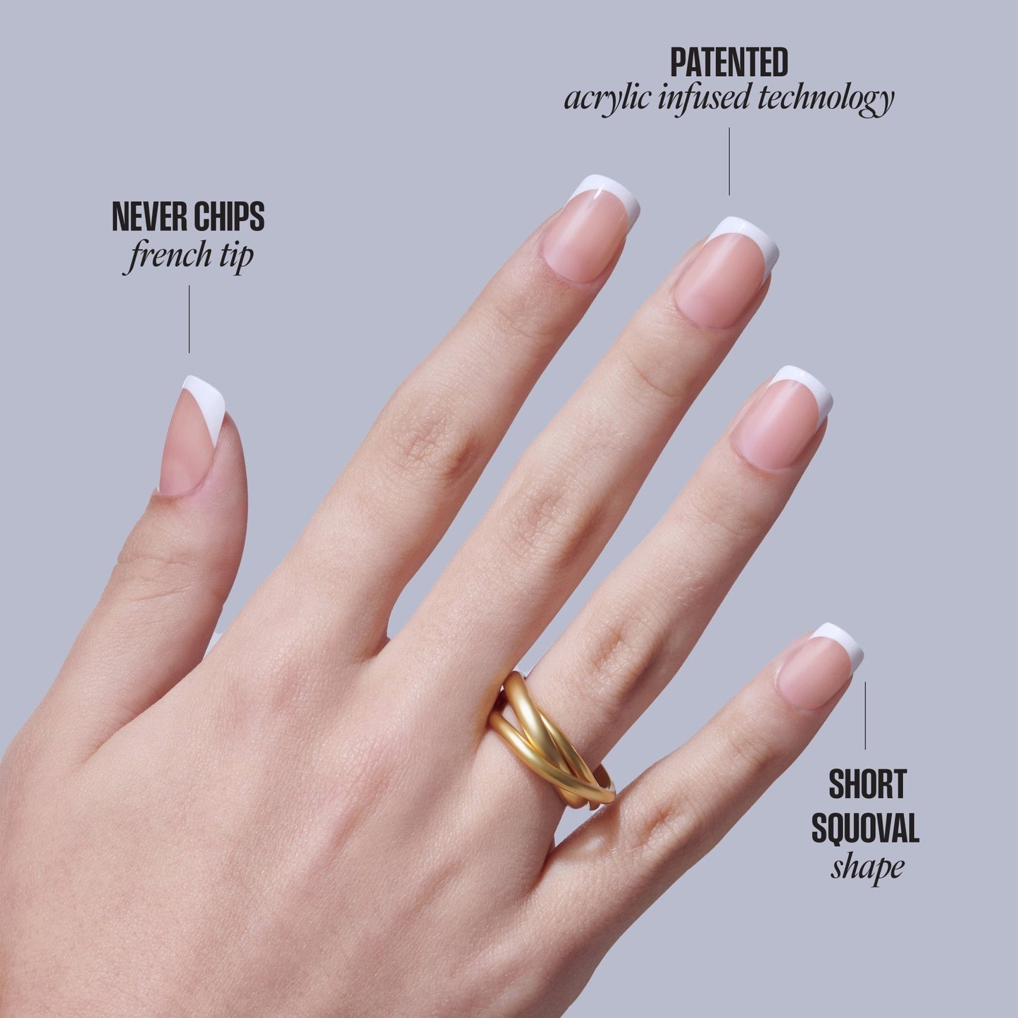 Kiss Core French Press On Fake Glue Nails - Snapshot | French Tips, White, Short, Squoval