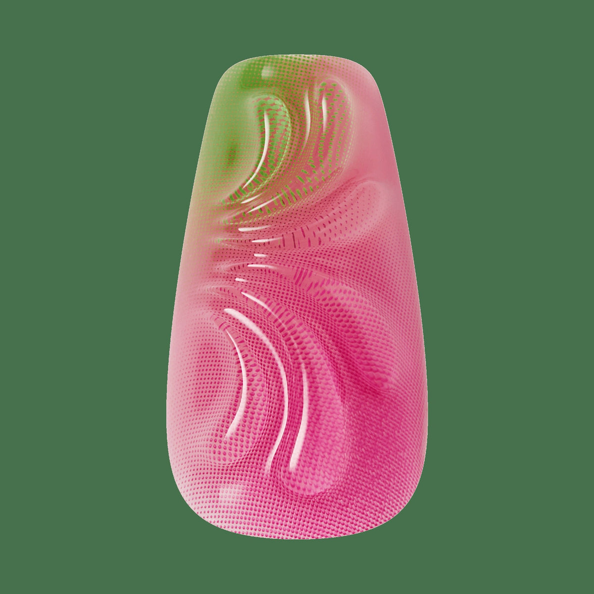 Kiss Glam Jeweled Press On Fake Glue Nails - Coconut Coast | 3D & Jewel Design, Pink & Green, Medium, Coffin