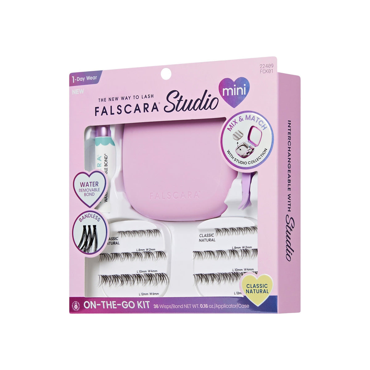 Falscara Studio Mini On-The-Go Kit - Classic Natural | DIY False Lash Extensions, Cluster Lash, Wispy Lashes, 36 Wisps, 8mm-12mm