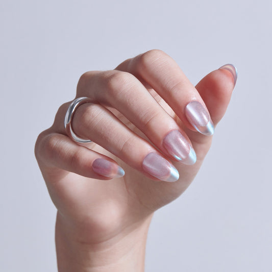 Kiss Glam Embellished Press On Fake Glue Nails - Fairy Tale | Design, Metallic Pink, Medium, Almond
