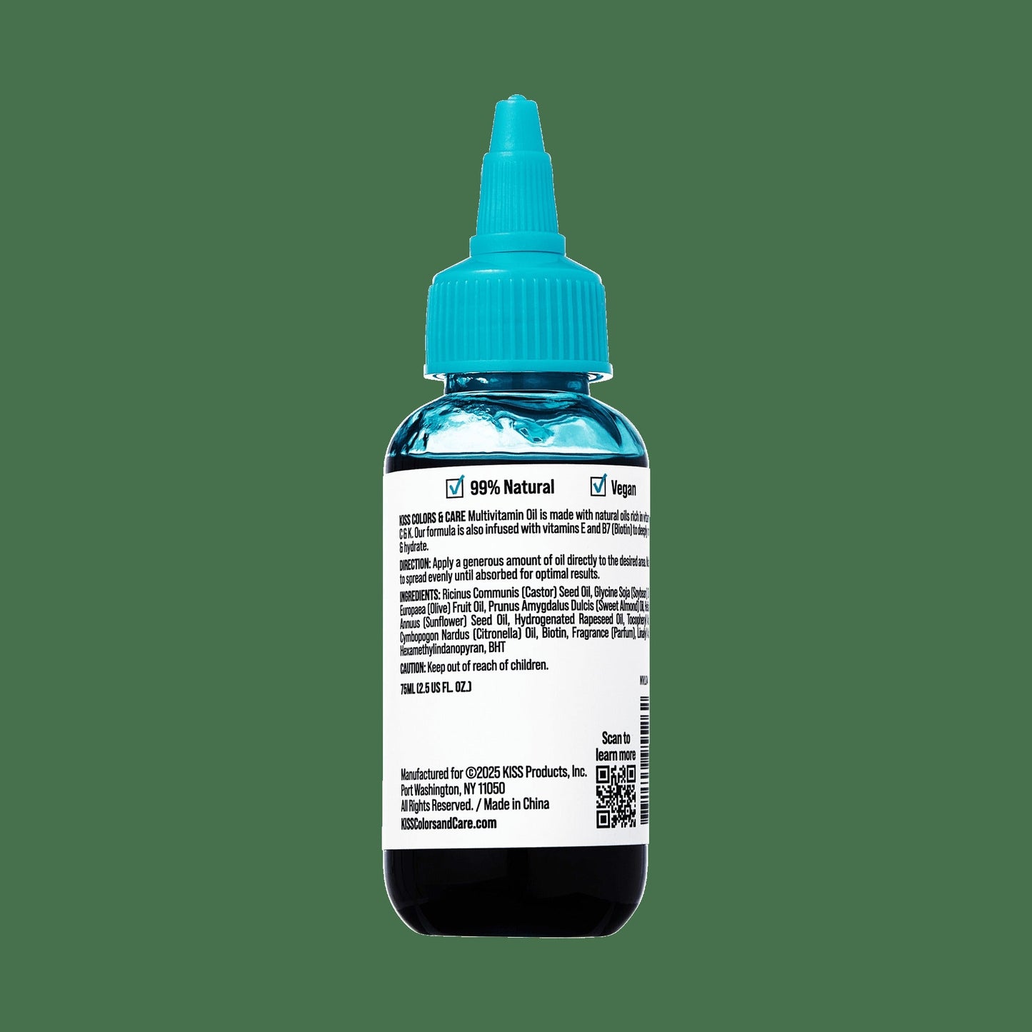 Kiss Colors & Care Multivitamin Oil - Black Castor | For Dry & Flaky Scalp, Hair & Body, Beauty Products, 2.5 oz