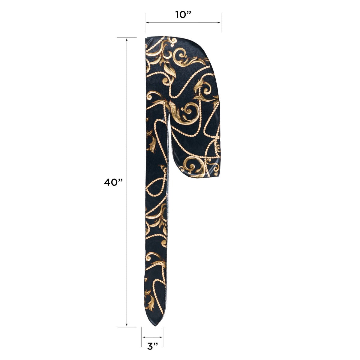 Kiss Colors & Care Power Wave Silky Satin Pattern Durag - Black & Gold | Silk Durag, Wave Cap, One Size, Hair Accessories