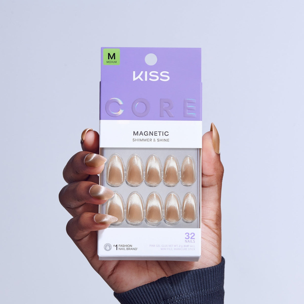 Kiss Core Magnetic Press On Fake Glue Nails - Amazon Falls | Magnetic, Beige, Medium, Almond