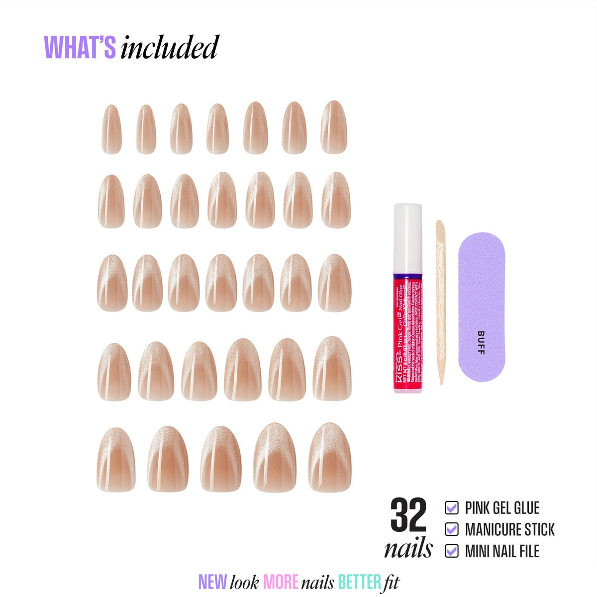 Kiss Core Magnetic Press On Fake Glue Nails - Amazon Falls | Magnetic, Beige, Medium, Almond