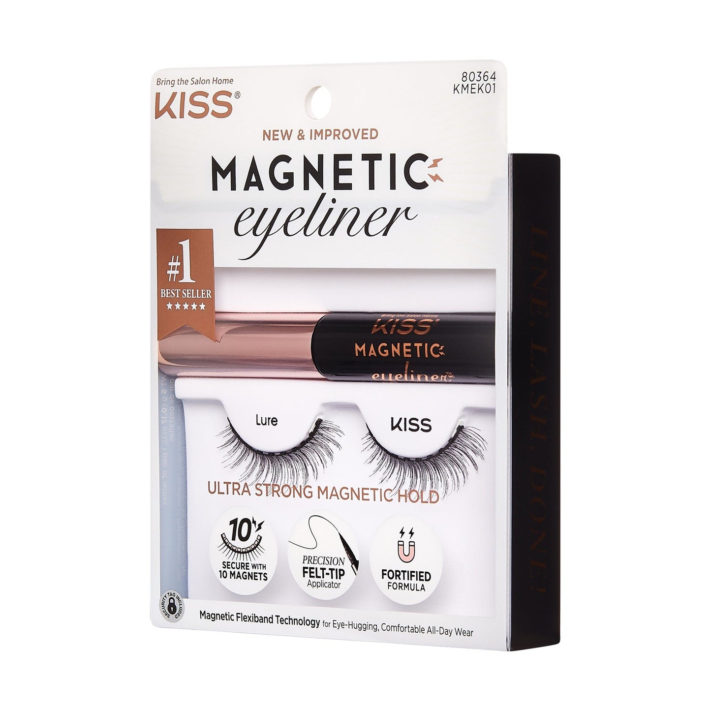 Kiss Magnetic Eyeliner & False Eyelashes - Lure | 1 Pair, Strip Lashes, 12mm