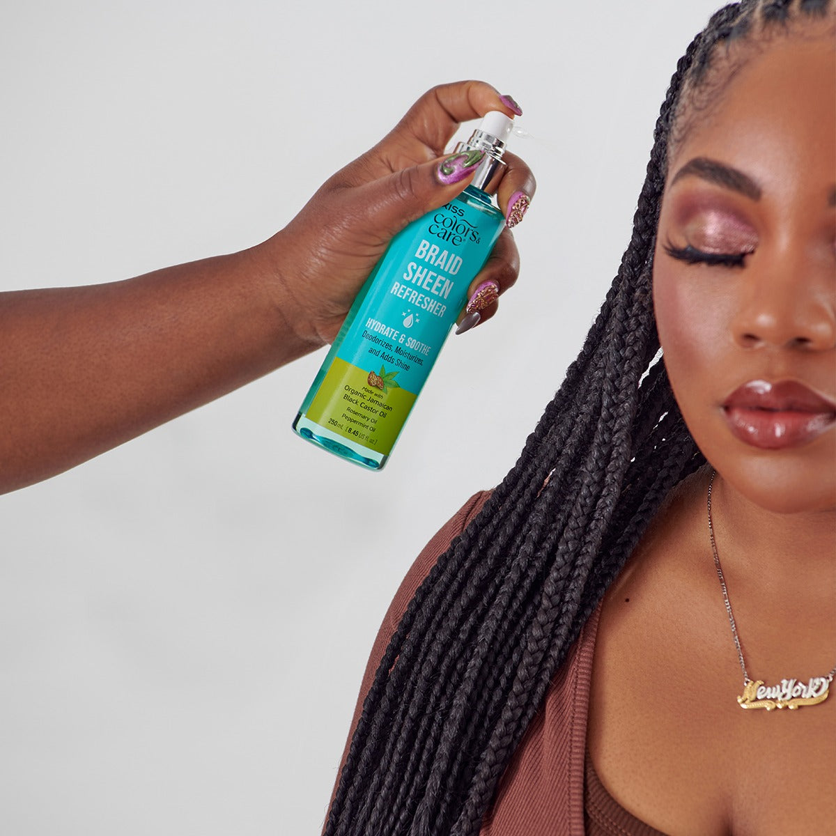 Kiss Colors & Care Braid Sheen Refresher | Braid Spray, Sheen Refresher, 8.45 fl oz, Hair Care