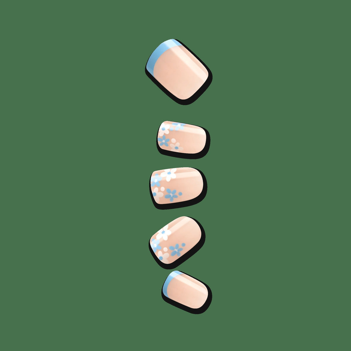 Impress French No Glue Fake Press On Nails - Snooze | French Design, Blue, Short, Squoval, Manicure