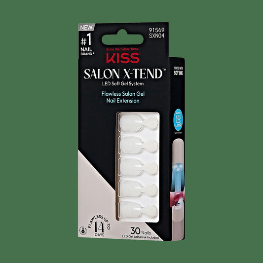 Kiss Salon X-tend Color Press On Soft Gel Nails - Keep It | Solid, White, Short, Oval