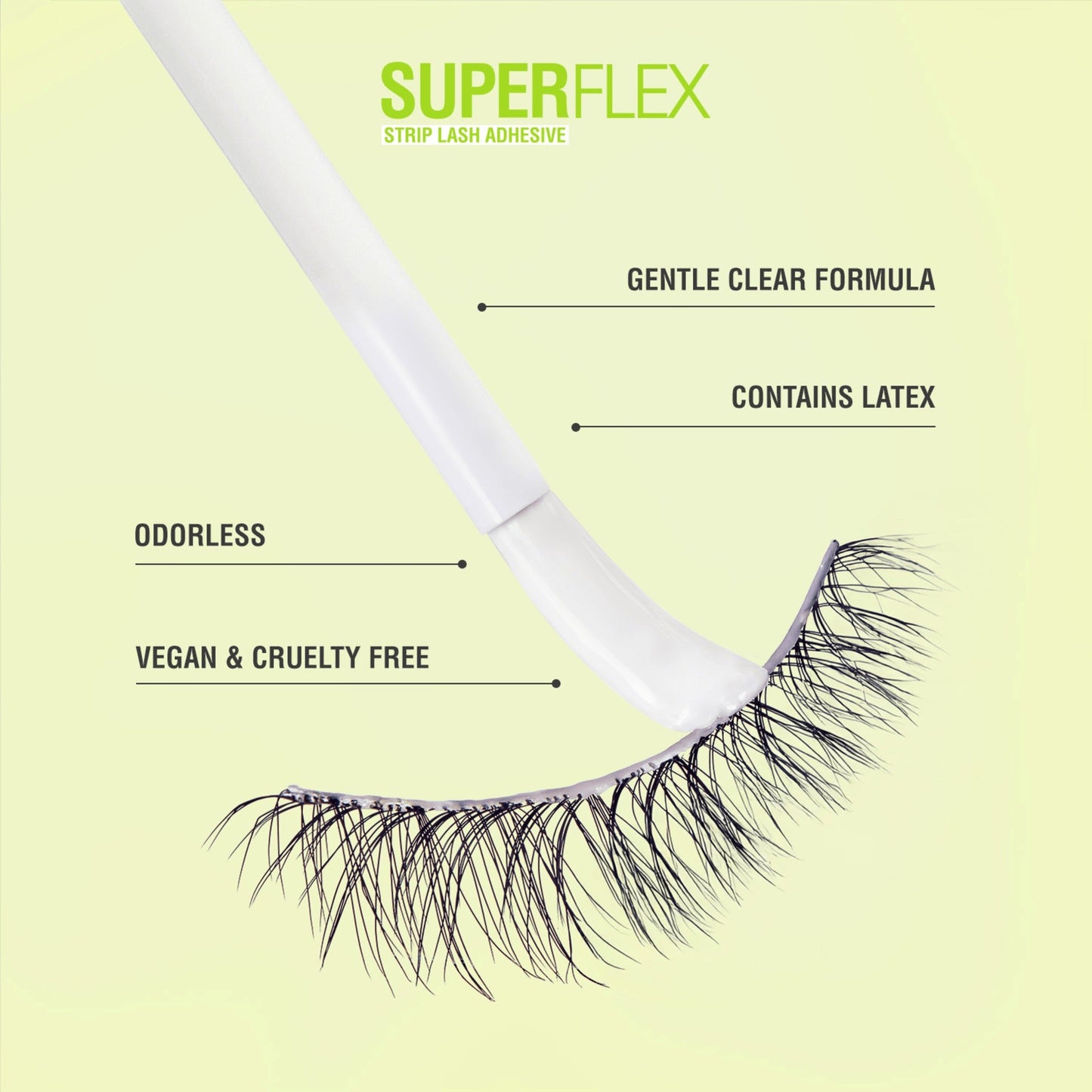 Kiss SuperFlex Latex Strip Lash Adhesive - Clear | False Eyelash Glue, Strip Lash Adhesive, Brush on Applicator