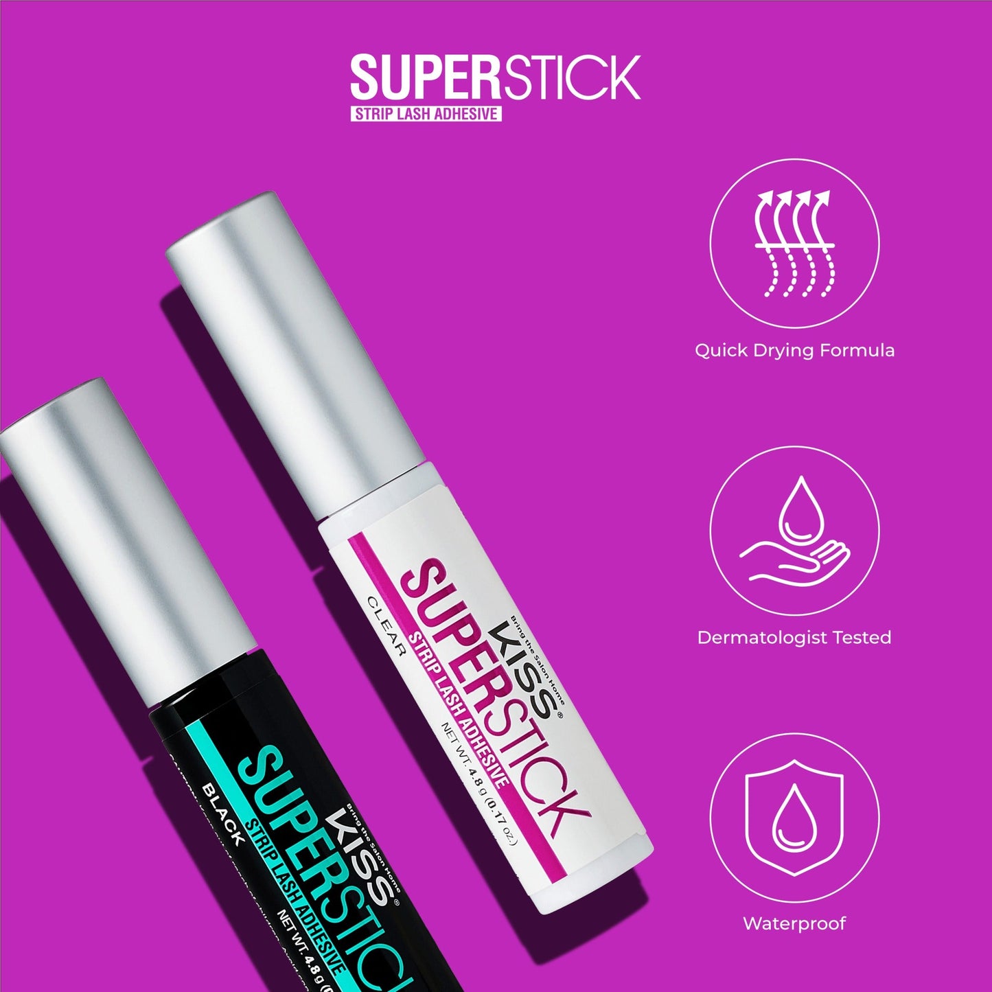 Kiss SuperStick Strip Lash Adhesive - Black | False Eyelash Glue, Strip Lash Adhesive, Up to 5 Day Hold