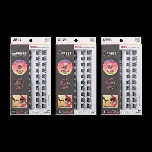 Impress Press-On Falsies 3-Pack Natural Clusters Bundle