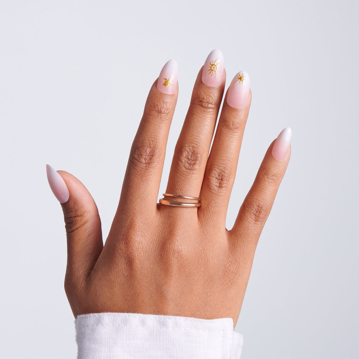 Kiss Glam Jeweled Press On Fake Glue Nails - Ocean Air, Salty Hair | 3D & Jewel Design, Pink, Medium, Almond