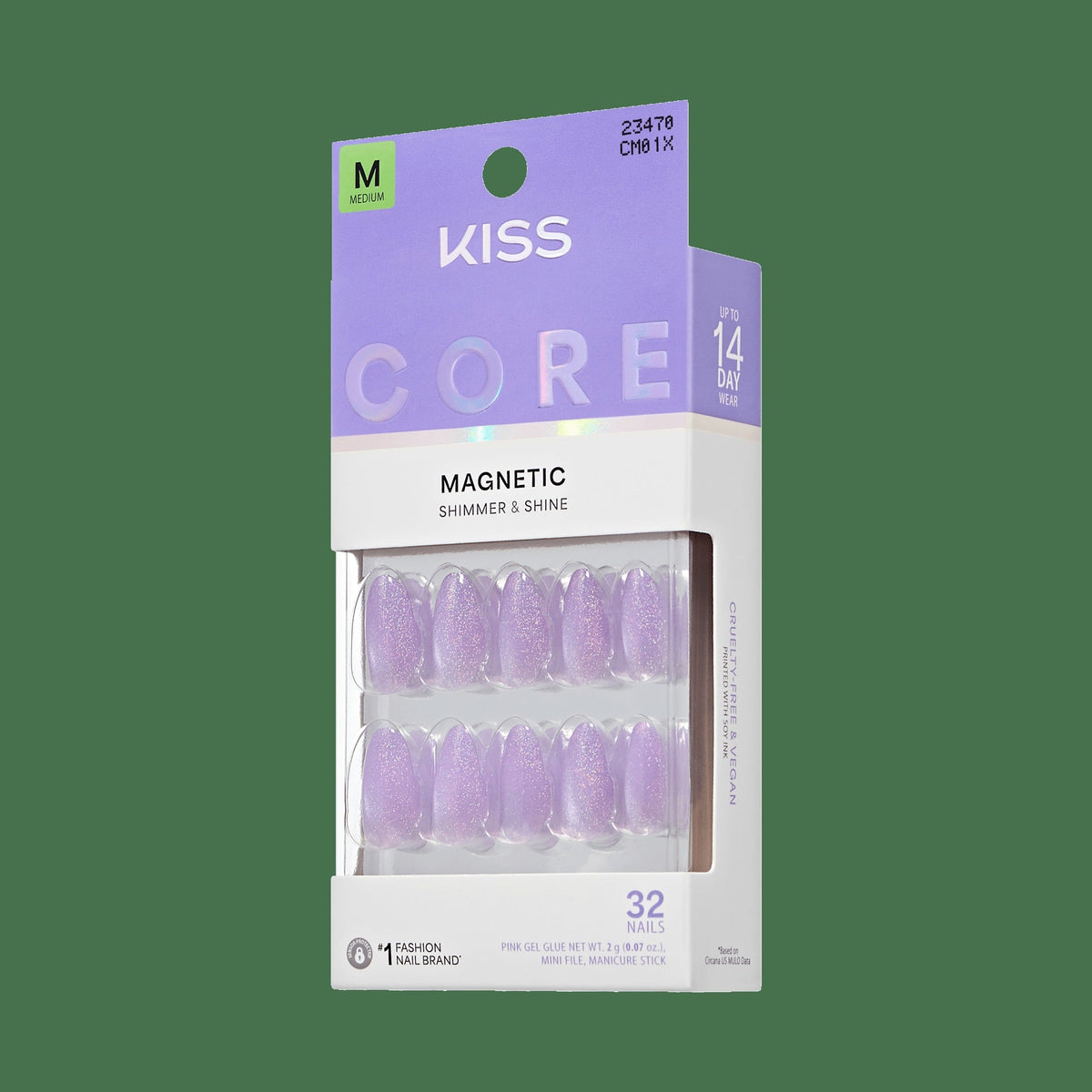 Kiss Core Magnetic Press On Fake Glue Nails - Harmonic Hue | Design, Purple, Medium, Almond