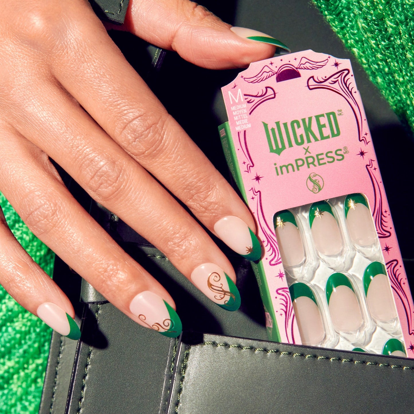WICKED X Impress | Always Been Green | French Design, Green, Medium, Oval, Manicure
