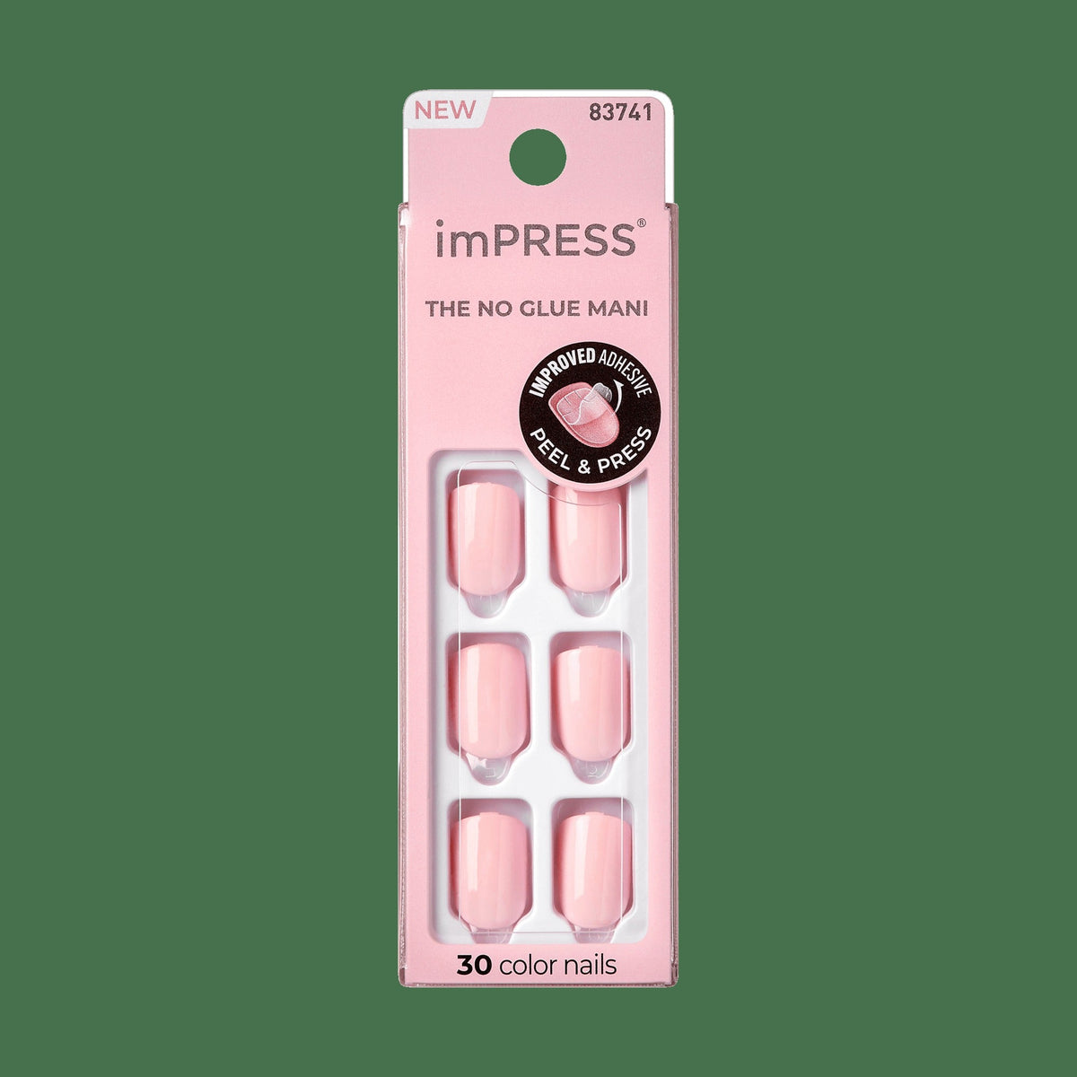 Impress Color No Glue Fake Press On Nails - Pick Me Pink | Solid, Pink, Short, Squoval, Manicure