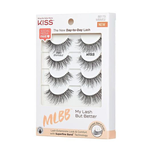 Kiss My Lash But Better False Eyelashes 4-Pair Multipack - Well Blended | 4 Pairs, Strip Lashes, 16mm