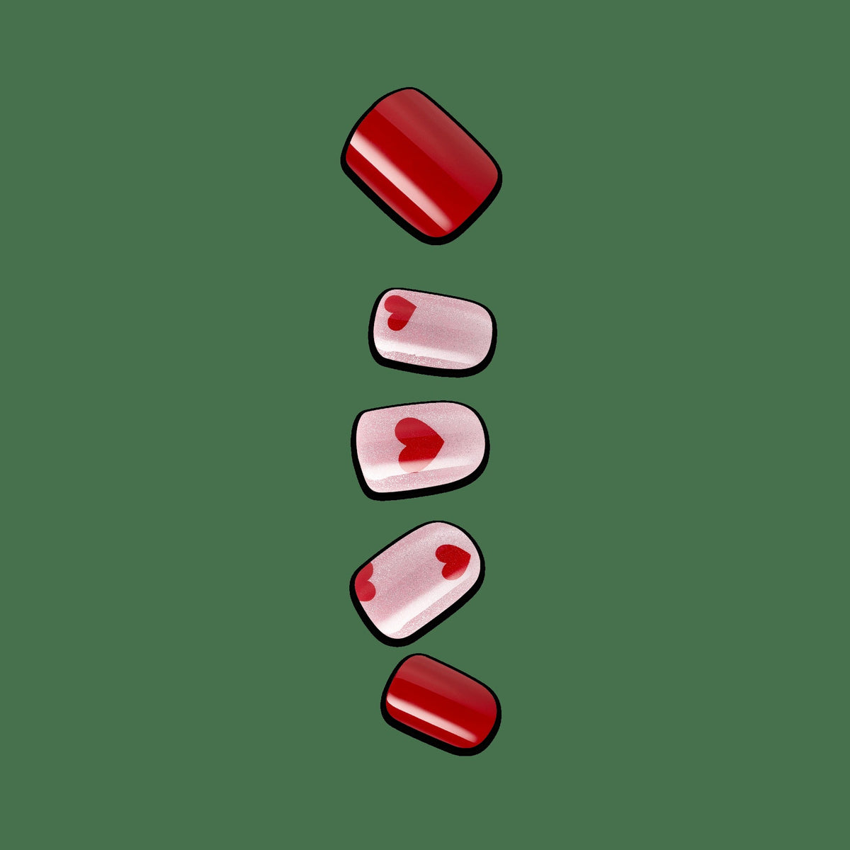 Impress Design No Glue Fake Press On Nails - Good 4 You | Design, Pink & Red, Short, Squoval, Manicure