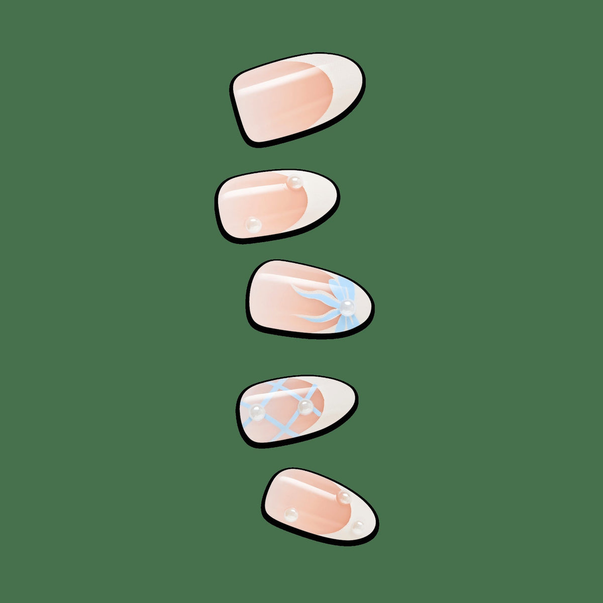 Impress Design No Glue Fake Press On Nails - Aura | French Design, White, Medium, Almond, Manicure
