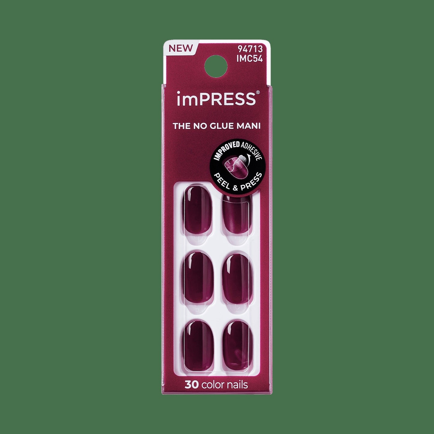 Impress Color No Glue Fake Press On Nails - Over You | Solid, Red, Short, Oval, Manicure