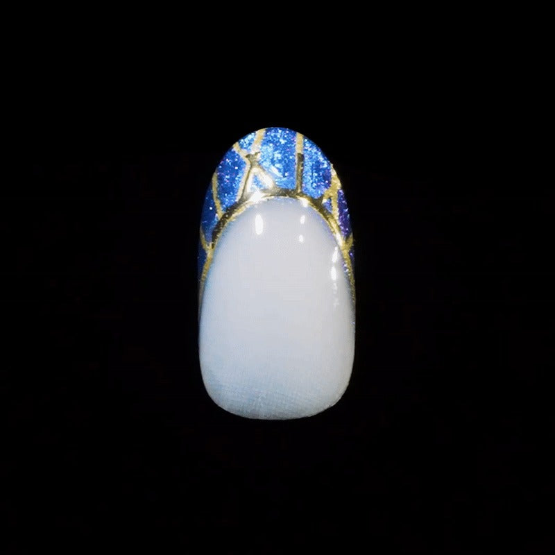 Impress X WICKED: FOR GOOD | Wickedly Brave | 3D & Jewel French Design, Blue, Medium, Oval, Manicure