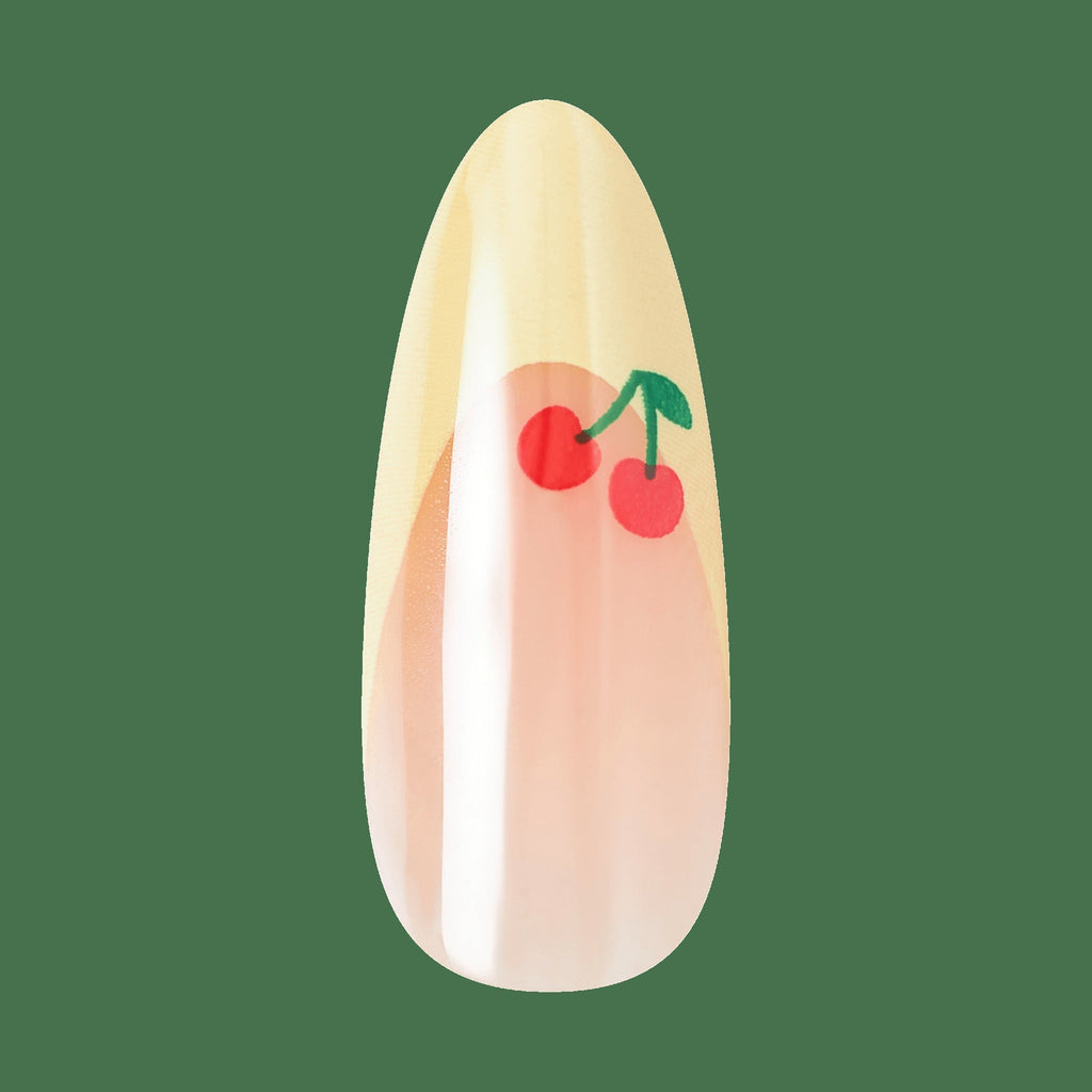 Kiss Core Design Press On Fake Glue Nails - Post Summer | French Design, Yellow, Long, Almond