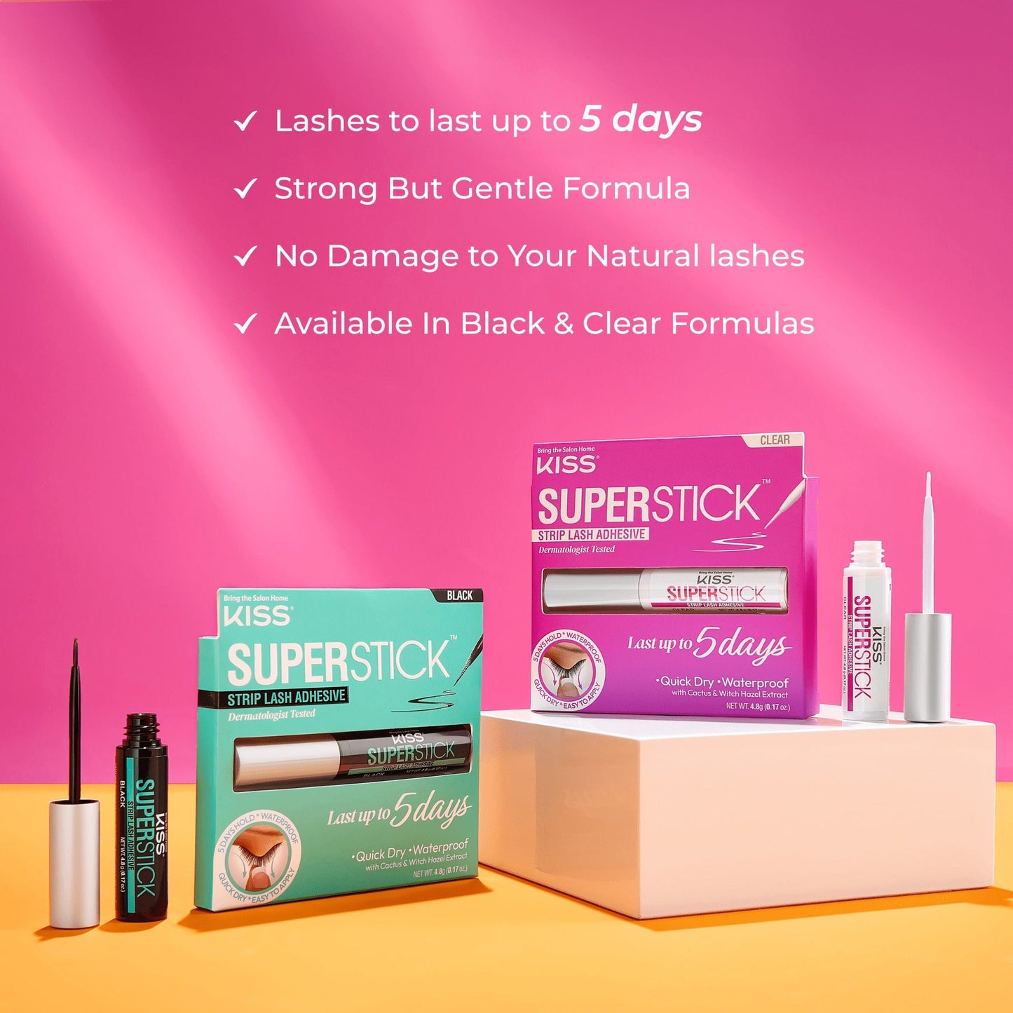 Kiss SuperStick Strip Lash Adhesive - Black | False Eyelash Glue, Strip Lash Adhesive, Up to 5 Day Hold