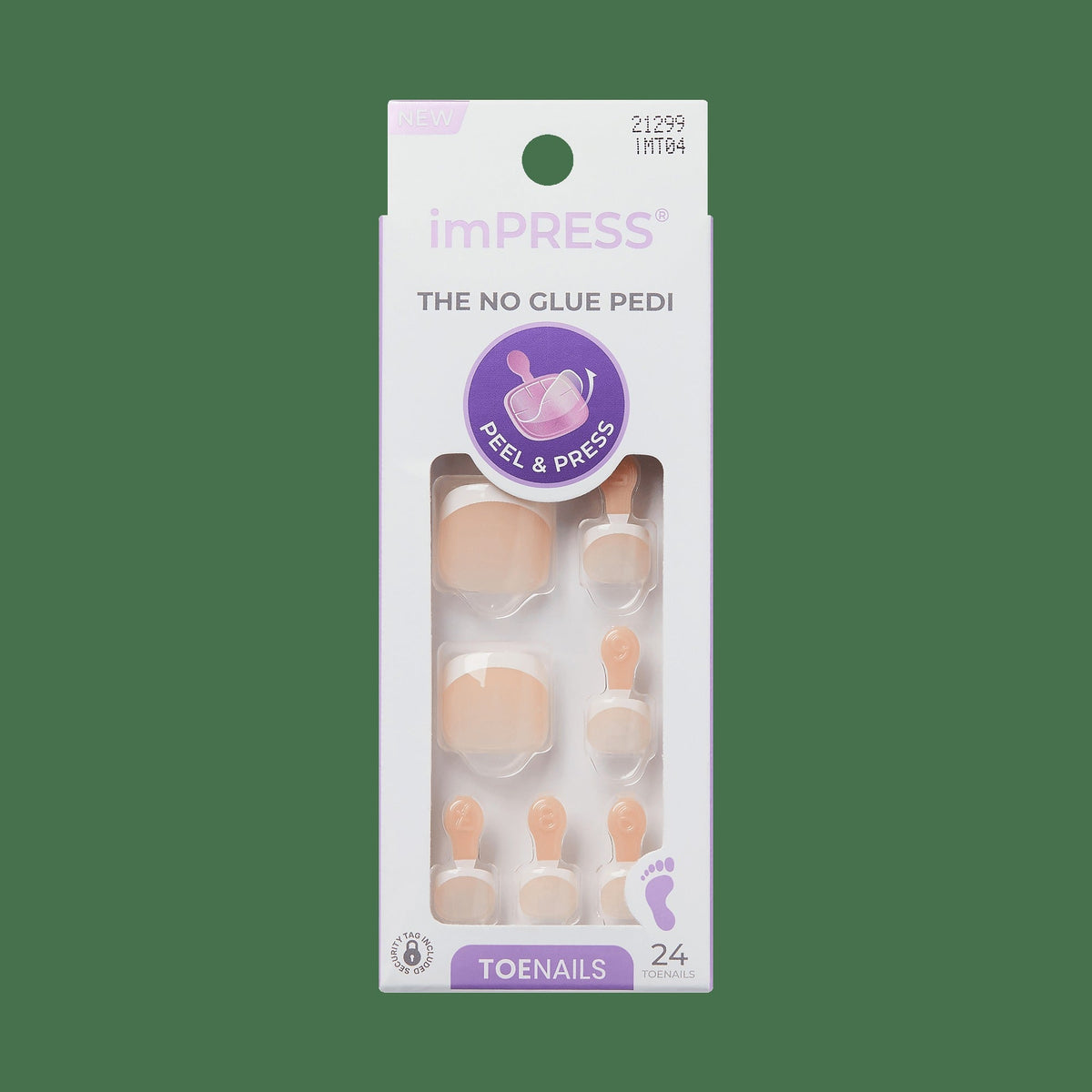 Impress Design No Glue Fake Press On Toenails - Blanc Chic | French Tips, Beige, Short, Squoval, Pedicure