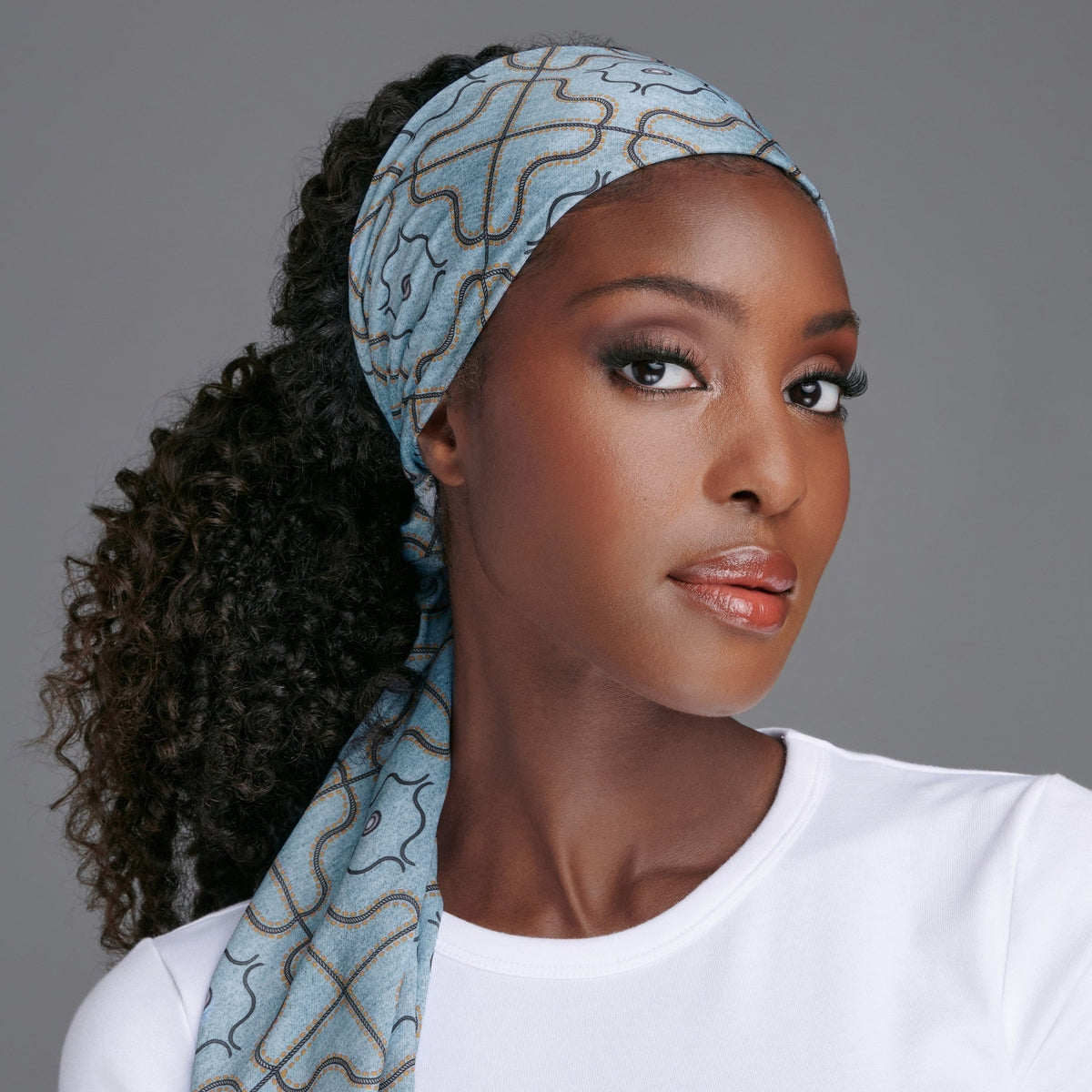 Kiss Colors & Care Limited Edition BIFC Satin Wrap Scarf - Samaria Leah | Head Scarf, Hair Scarf, 60"L x 16"W, Hair Accessories