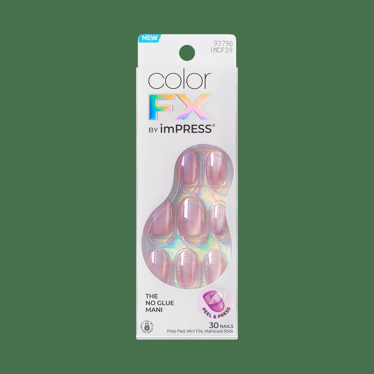 colorFX by Impress No Glue Fake Press On Nails - Starry | Solid, Pink, Short, Oval, Manicure