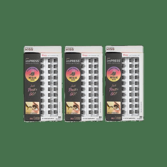 Impress Press-On Falsies 3-Pack Wispy Clusters Bundle