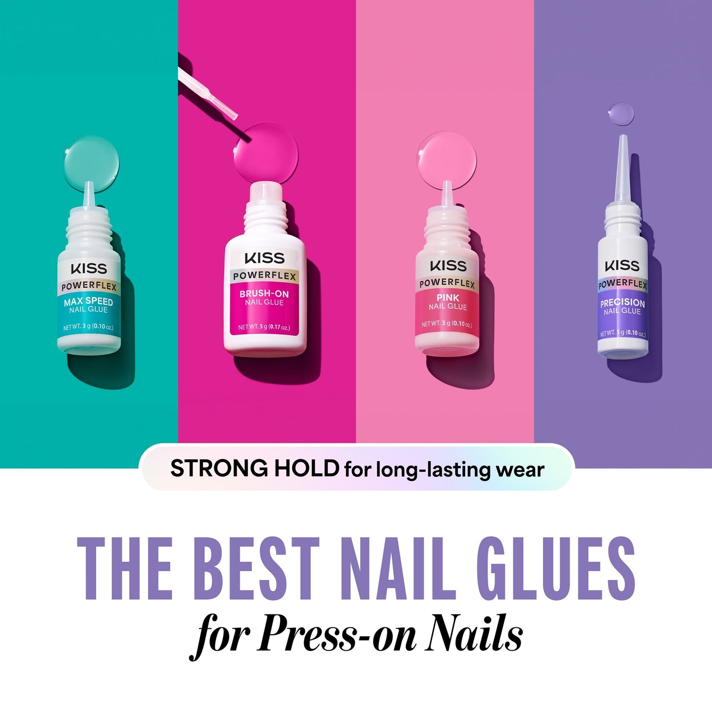 Kiss PowerFlex Precision Fake Nail Glue - 0.10 oz. | Nail Adhesive, Press-On Glue, Precision Nozzle, Ideal for Repairing
