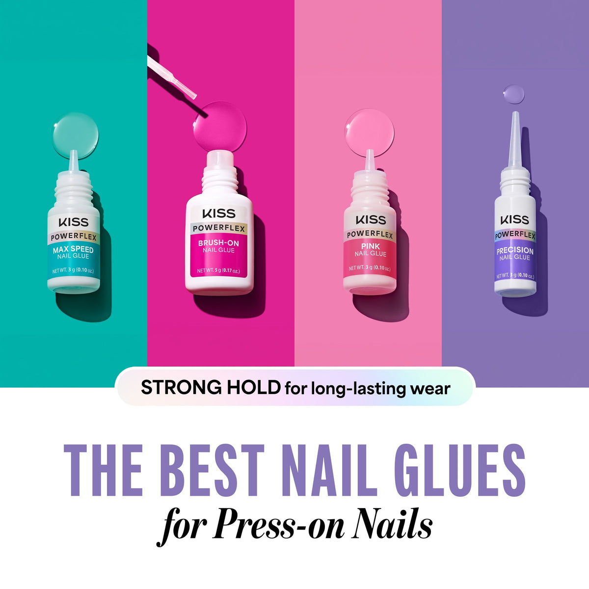 Kiss Press On Glue Nail Tool Bundle - PowerFlex Precision Nail Glue + Glue OFF Remover