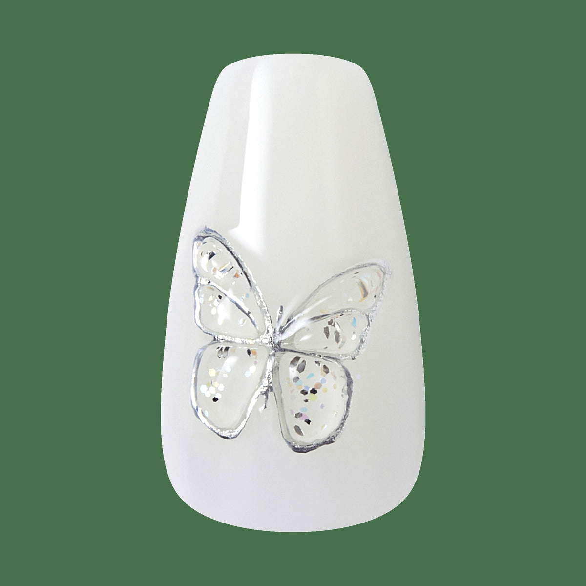 Kiss Glam 3D & Jewel Press On Fake Glue Nails - Starry Serenade | 3D & Jewel Design, Blue & White, Medium, Coffin