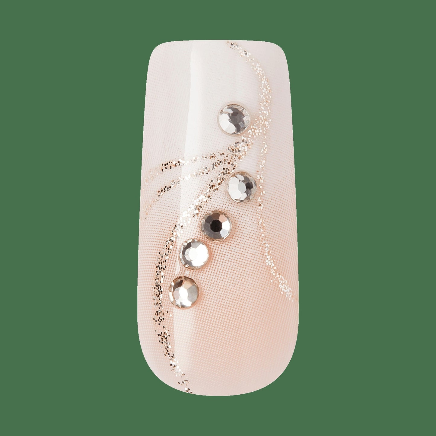 Kiss Glam 3D & Jewel Press On Fake Glue Nails - Wrapped in Beauty | 3D & Jewel French Design, White, Long, Square