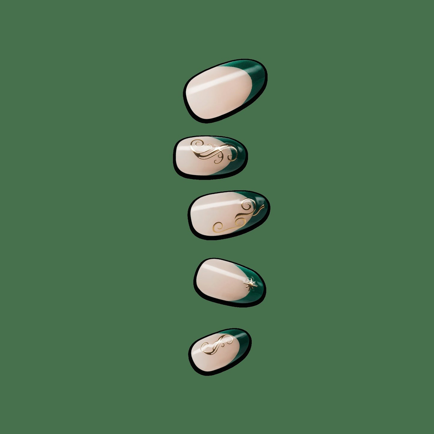 WICKED X Impress | Always Been Green | French Design, Green, Medium, Oval, Manicure