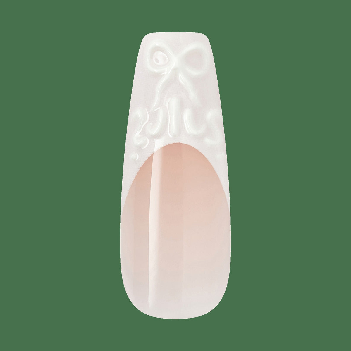 Kiss Glam 3D & Jewel Press On Fake Glue Nails - Breath of Harmony | French, White, Long, Coffin