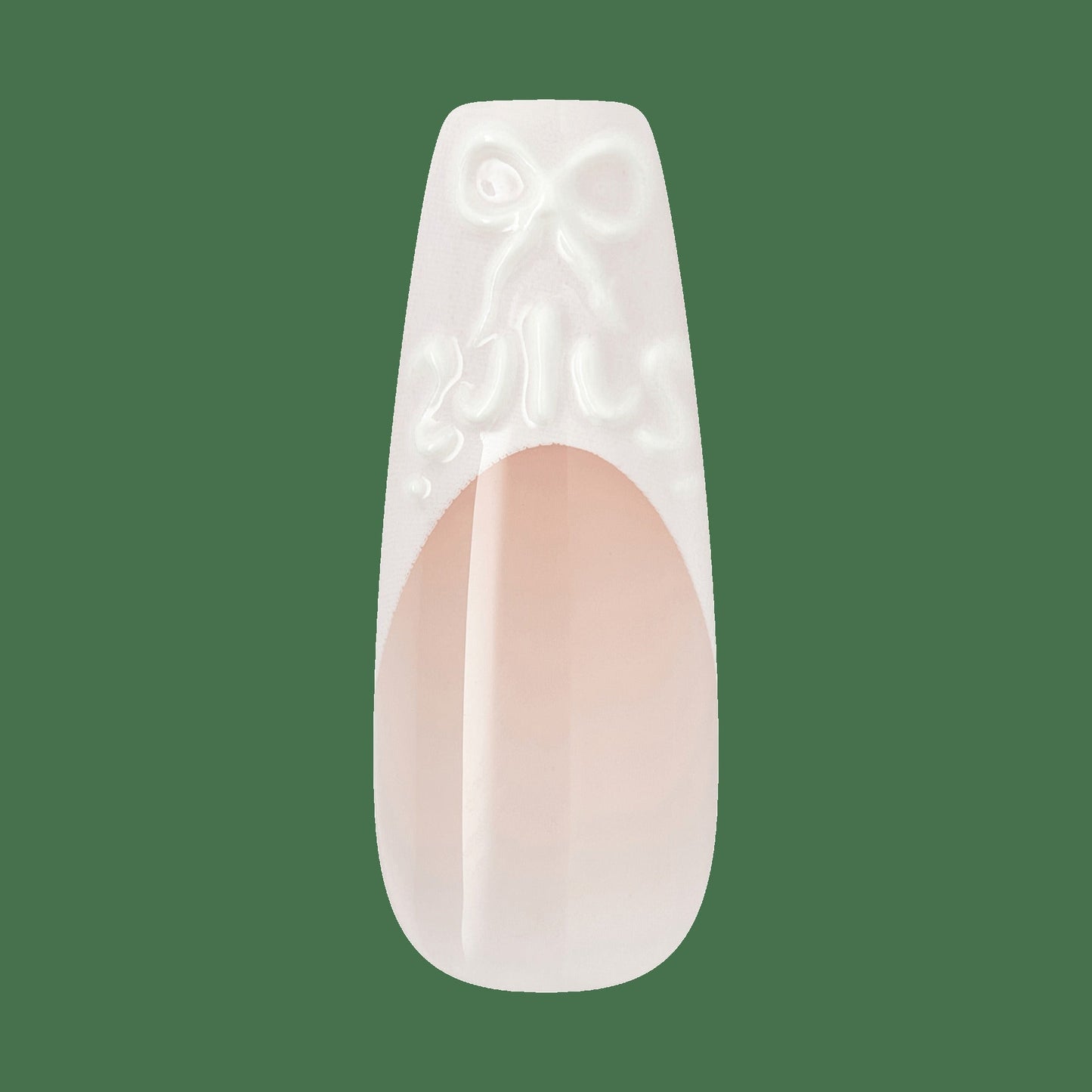 Kiss Glam 3D & Jewel Press On Fake Glue Nails - Breath of Harmony | French, White, Long, Coffin