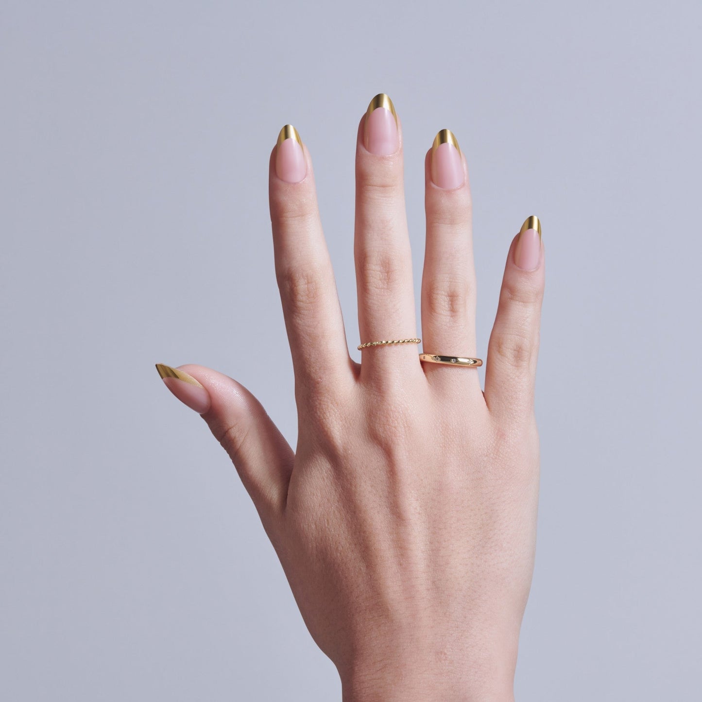 Kiss Core Design Press On Fake Glue Nails - Together | French, Gold, Medium, Almond
