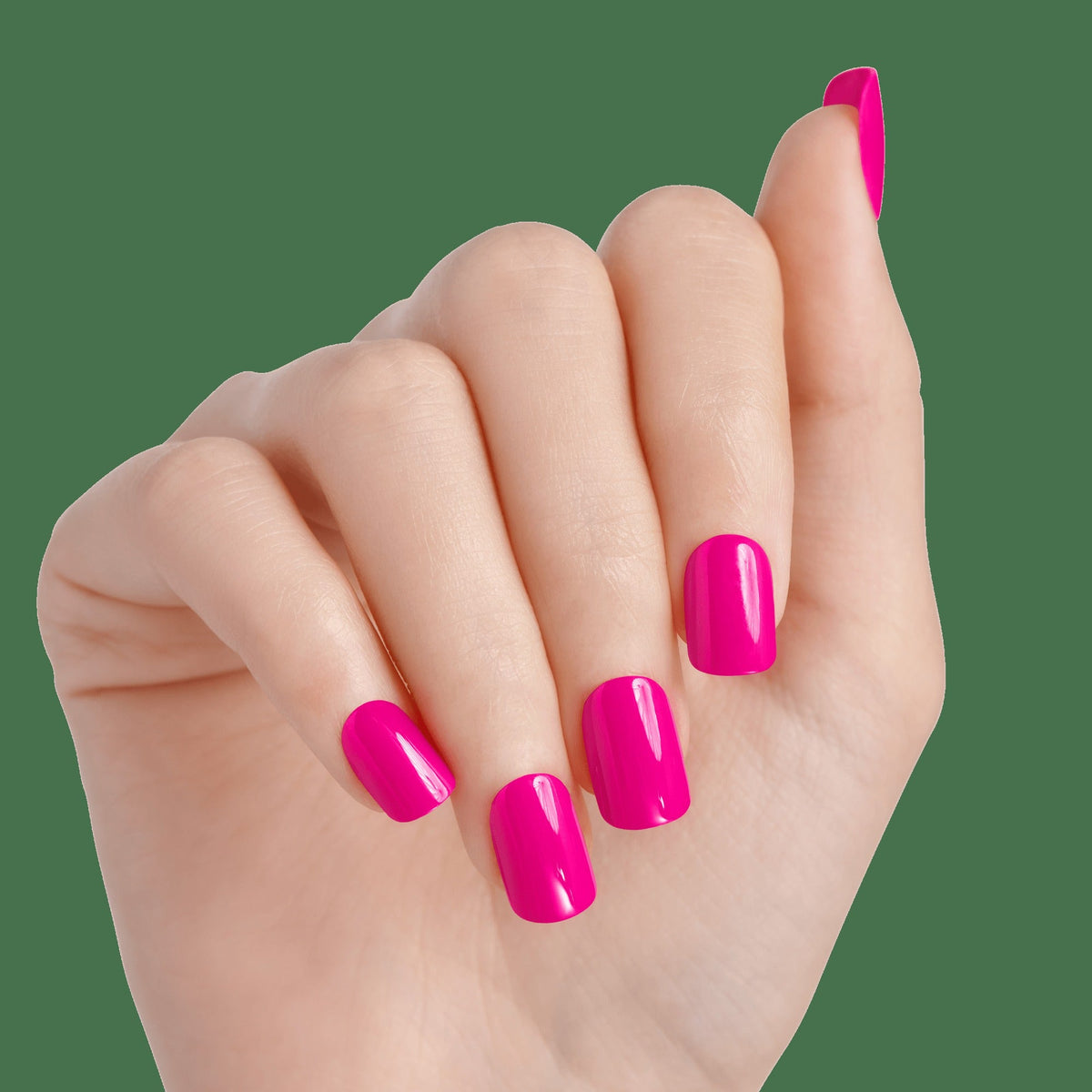 Impress Color No Glue Fake Press On Nails - Smile | Solid, Pink, Short, Squoval, Manicure