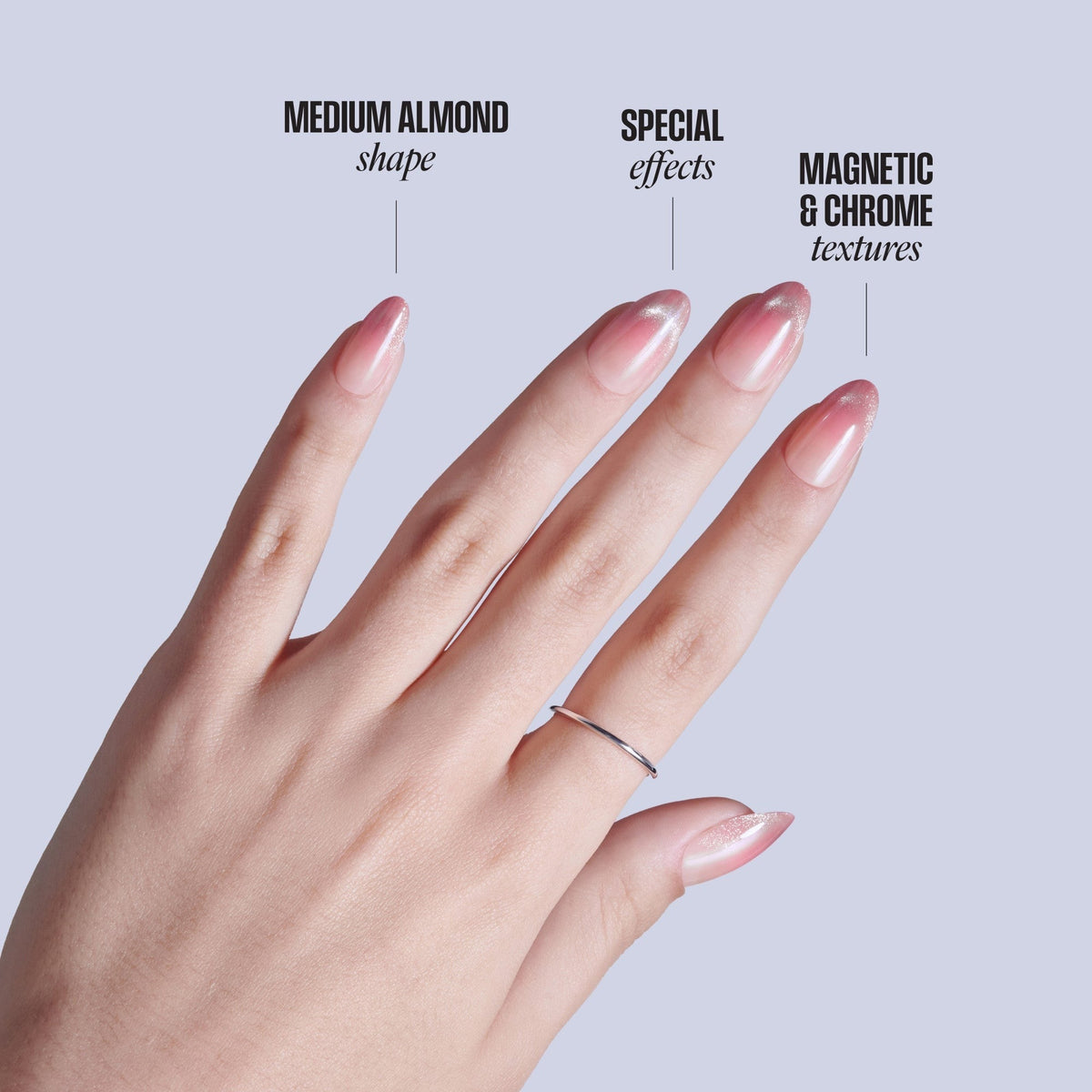 Kiss Glam Embellished Press On Fake Glue Nails - Stardust Wonder | Design, Pink, Medium, Almond