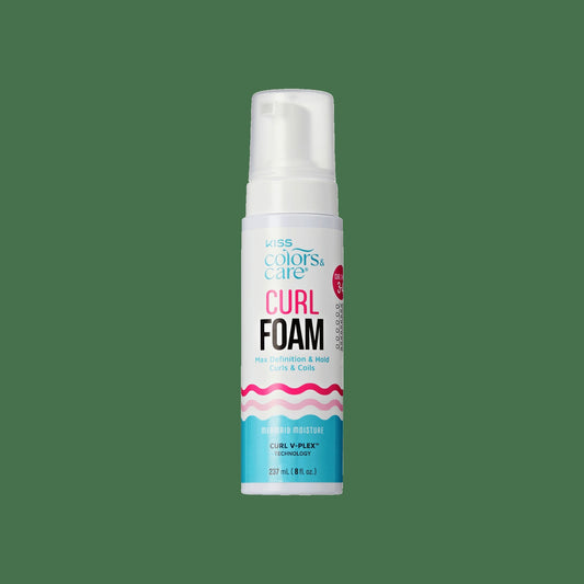 Kiss Colors & Care Curl Foam Hair Mousse | Max Definition & Hold, Defining Mousse, Styling Mousse, Ideal For 3-4C Hair Types, 8 fl oz, Hair Care