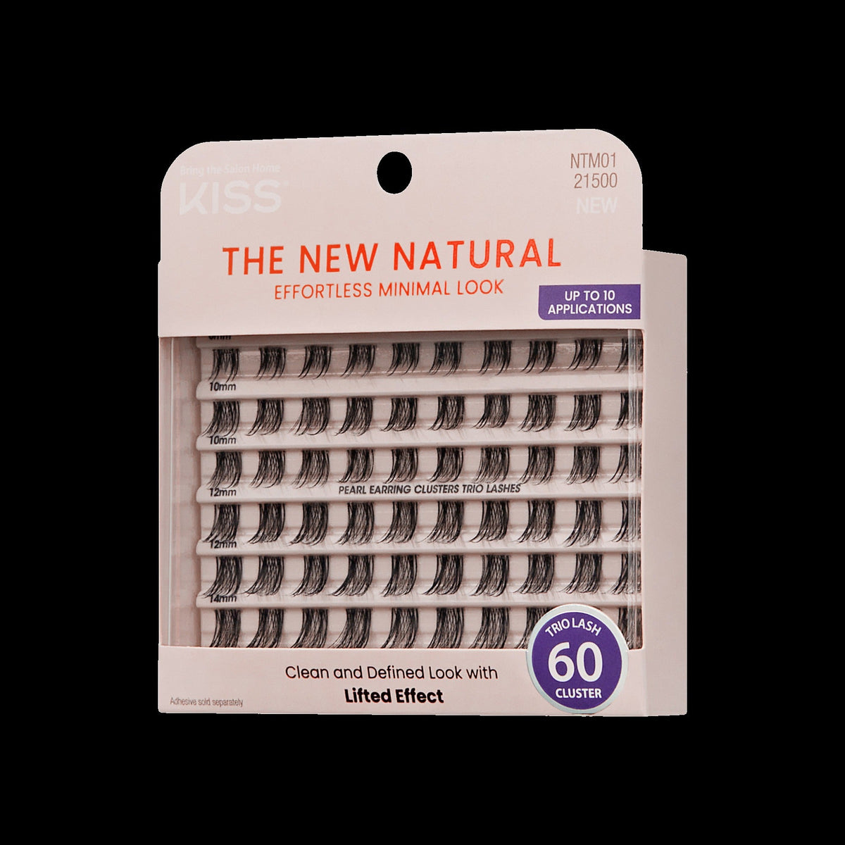 Kiss The New Natural Trio Lash False Eyelash Clusters, 60 Count - Pearl Earring | 60 Clusters, Cluster Lashes, 8mm-14mm