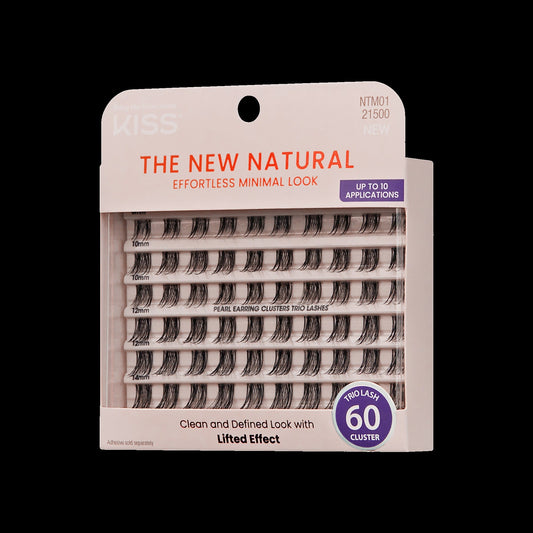Kiss The New Natural Trio Lash False Eyelash Clusters, 60 Count - Pearl Earring | 60 Clusters, Cluster Lashes, 8mm-14mm