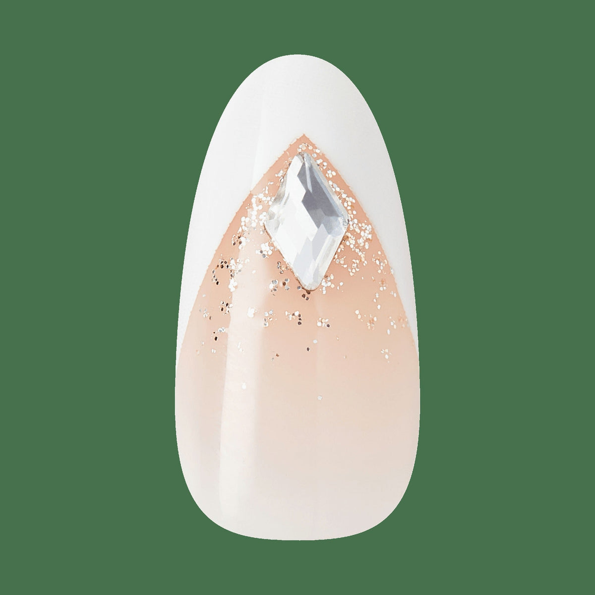 Kiss Glam 3D & Jewel Press On Fake Glue Nails - Applause | 3D & Jewel French Design, White, Medium, Almond