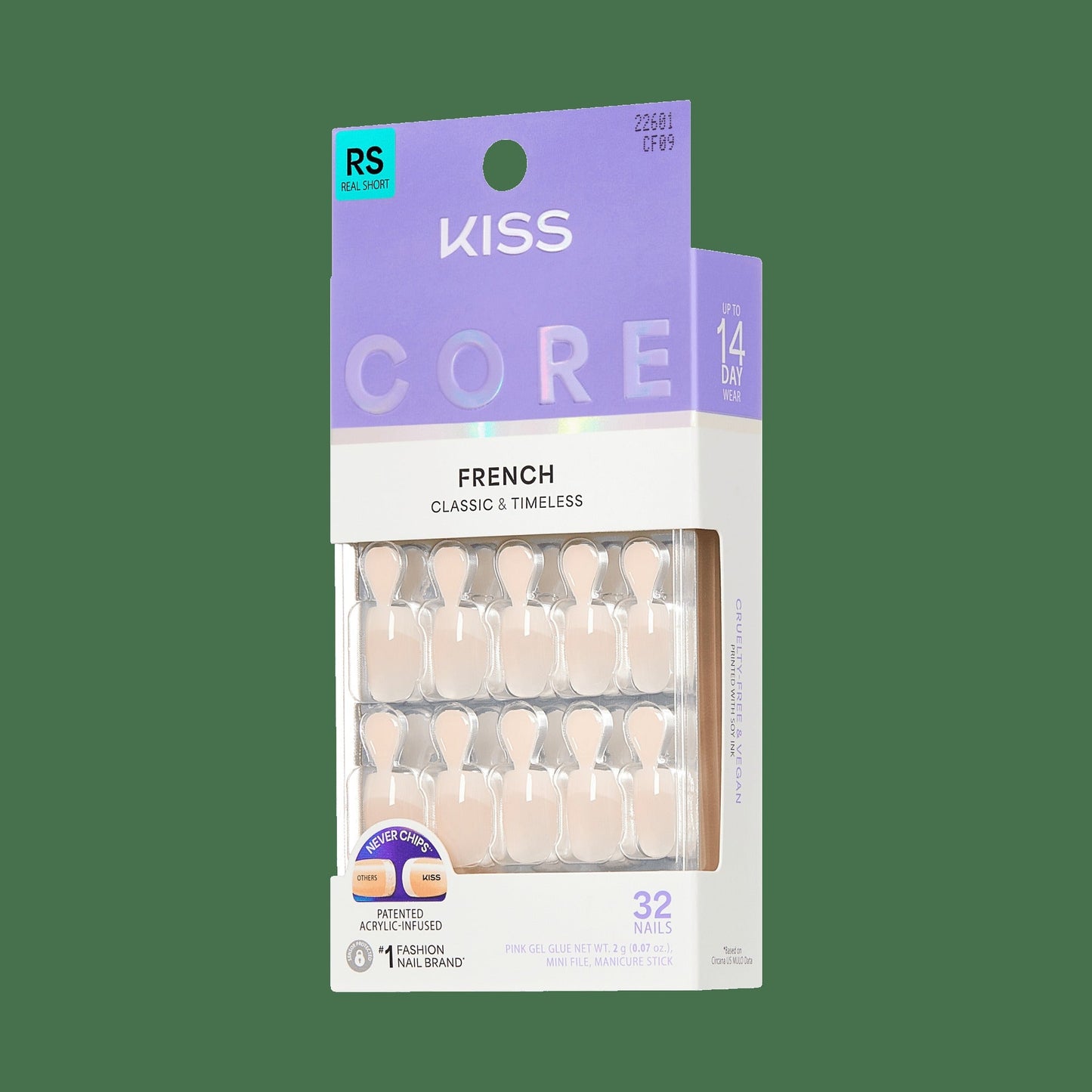 Kiss Core French Press On Fake Glue Nails - Your Moment | French Tips, Neutral, Real Short, Squoval