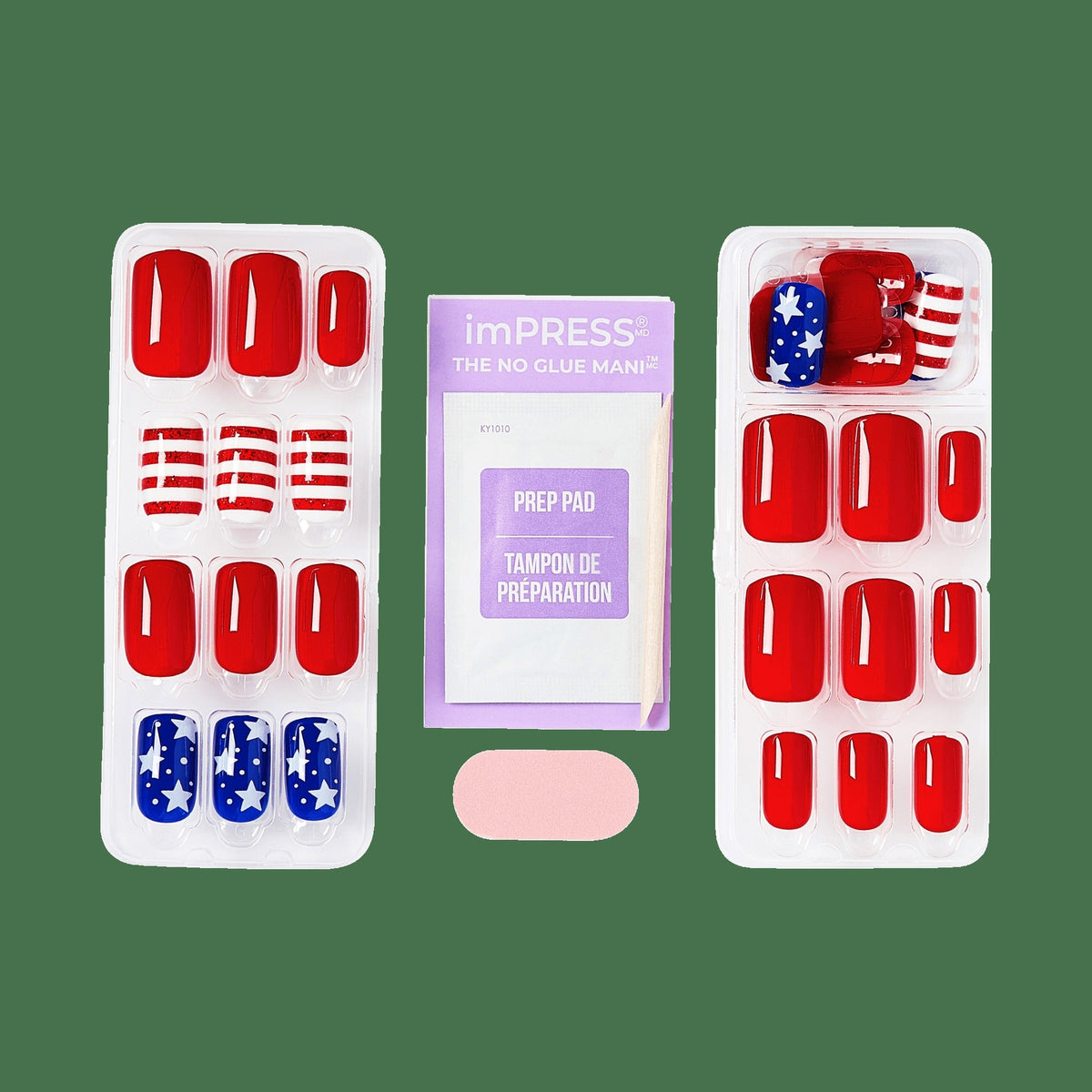 Impress Design No Glue Fake Press On Nails - Stateside | Design, Multicolor, Medium, Squoval, Manicure