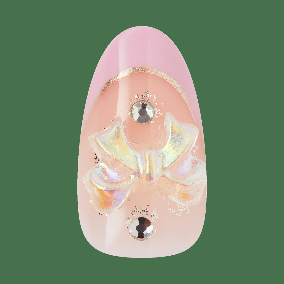 Kiss Icon Press On Fake Glue Nails - Vibrant | 3D & Jewel French, Pink, Medium, Almond