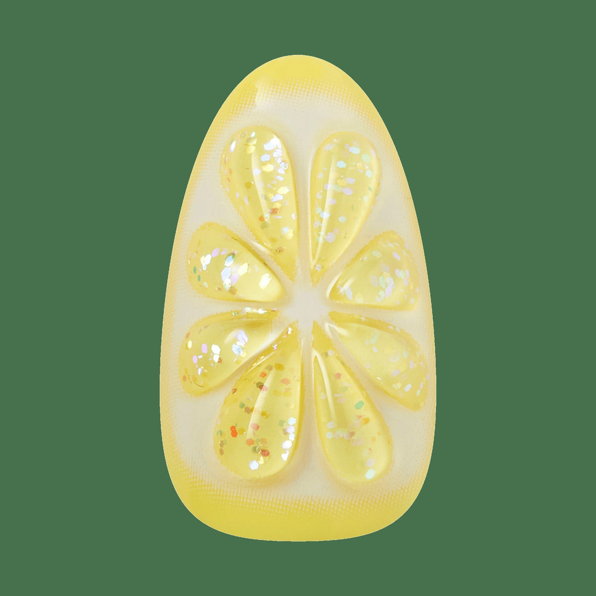 Kiss Nail Drip Press On Fake Glue Nails - Euphoric Leap | 3D & Jewel French Design, Yellow, Medium, Almond